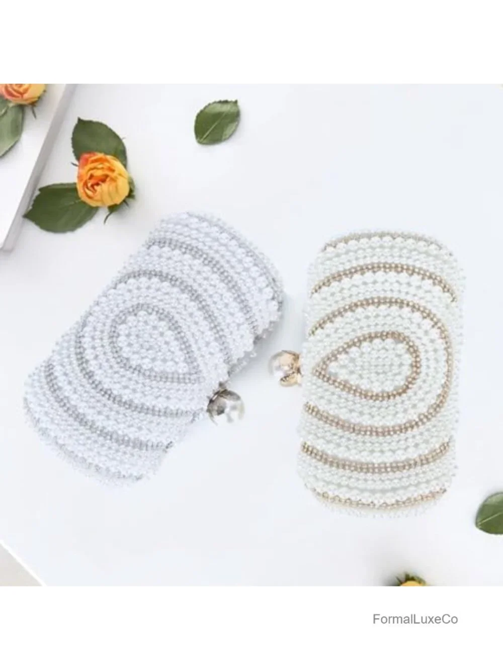 Pearl Clutch Purse for Women Wedding Bridal Evening Bag Beaded Formal Clutch
